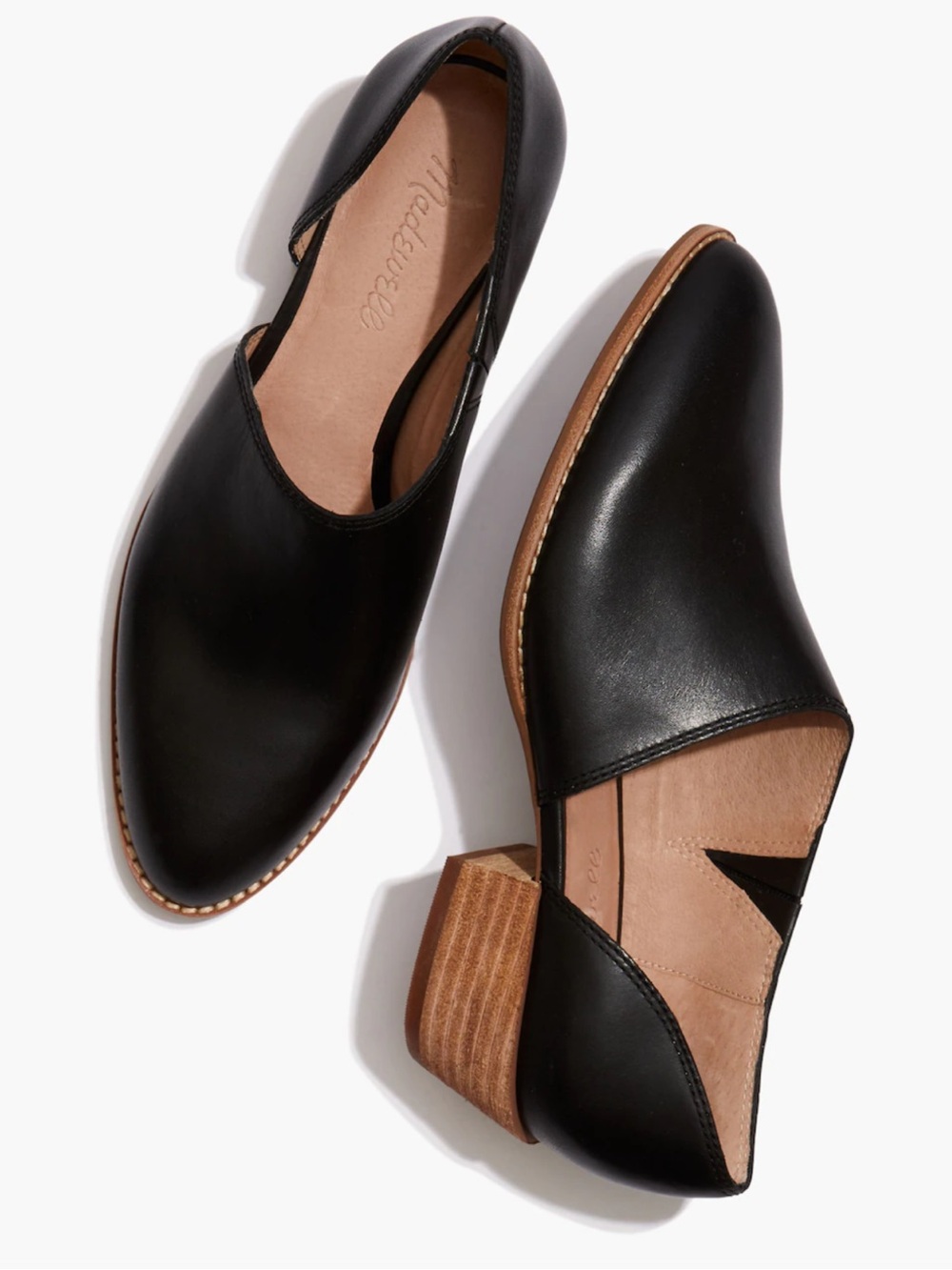 Madewell Lucie black leather shoes with stacked heel Size 8